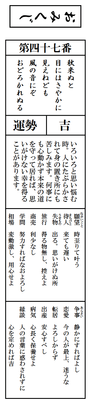 おみくじ　第四十七番