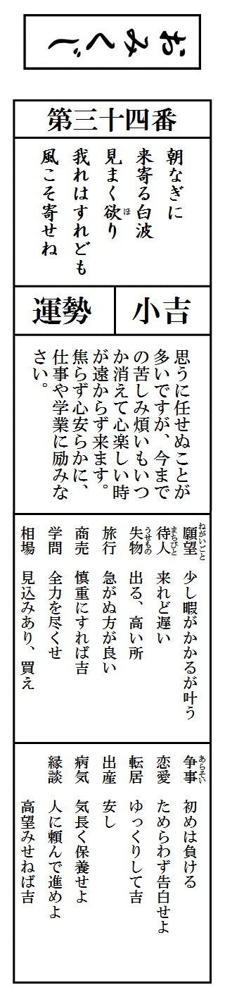 おみくじ 第三十四番