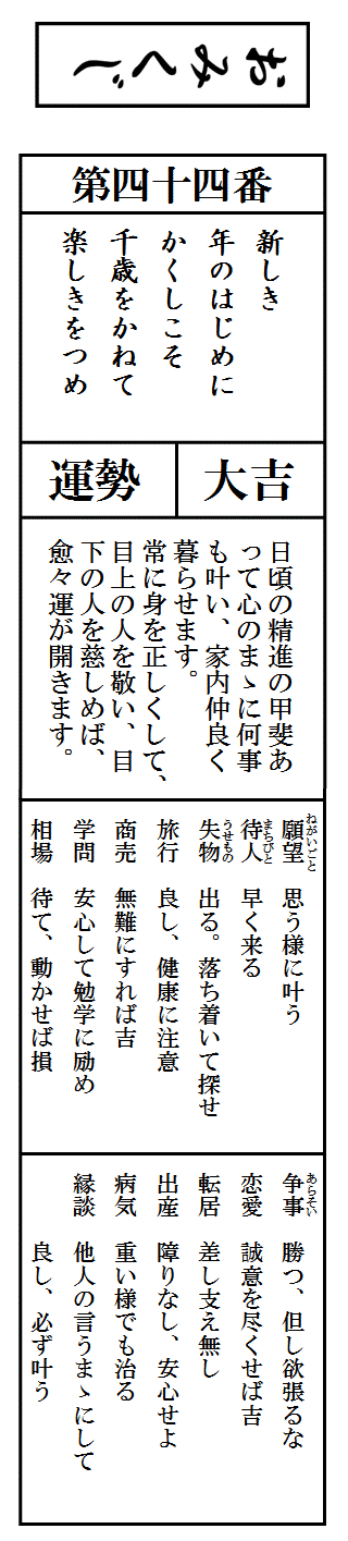 おみくじ 第四十四番